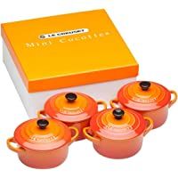 Le Creuset Set de mini cocottes- 4 unidades- Redondas- 200 ml cada una- 10 x 5 cm- Cerámica de gres- Volcánico